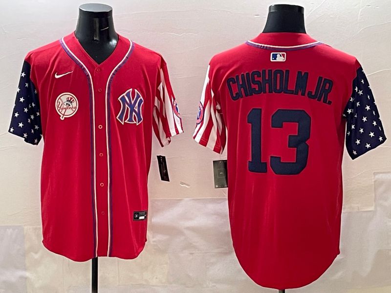 Men New York Yankees #13 Chisholm jr Red a generation of national flags Jointly Name 2025 Nike MLB Jersey style 9->new york yankees->MLB Jersey
